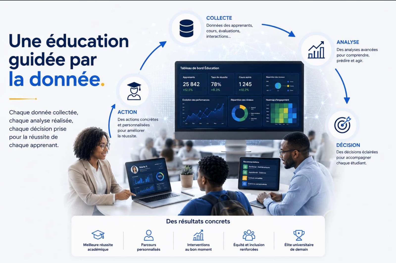 Une plateforme conçue pour l'échelle continentale — une éducation guidée par la donnée.